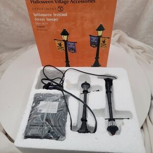 Dept 56 Halloween Festivalset of Street Lamps Rare 4038905 W Box